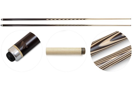 Кий для русского бильярда 1-pc "Классика" (черный граб, граб) 20 запилов