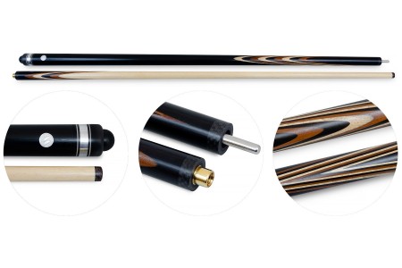 Кий для русского бильярда 2-pc "Классика" (термограб черный, белый) 13 запилов